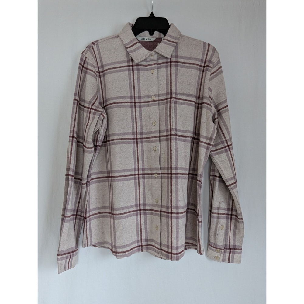 Orvis Shirt Womens L Stretch Flannel Buttons River Brushed